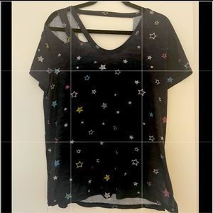 Terez Cut Out shoulder Rainbow Star tee 🌈⭐️ Small